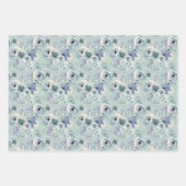 Feuille De Papier Cadeau Modèle photo Mariage bleu vert (Devant 3)