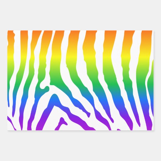 Feuille De Papier Cadeau Modèle Rainbow Zebra (Devant 3)