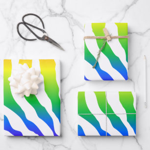 Feuille De Papier Cadeau Modèle Rainbow Zebra