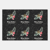 Feuille De Papier Cadeau Modern Black & White Christmas Script Set (Devant)