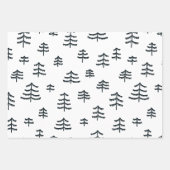 Feuille De Papier Cadeau Modern Black & White Christmas Trees Snowflakes (Devant 3)