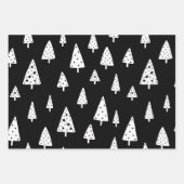 Feuille De Papier Cadeau Modern Black & White Christmas Trees Snowflakes (Devant 2)