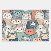 Feuille De Papier Cadeau Modern Cat Characters Pattern (Devant)