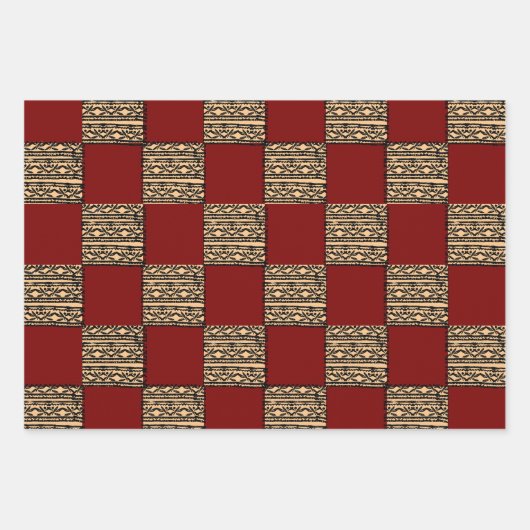 Feuille De Papier Cadeau Modern Checkerboard Geometric pattern  (Devant 3)
