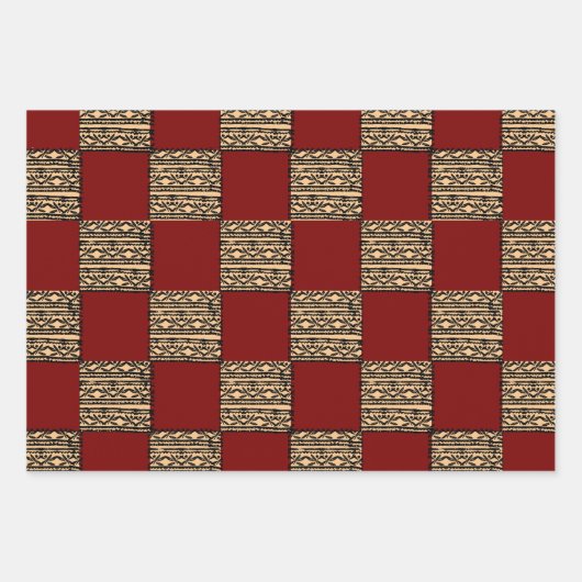 Feuille De Papier Cadeau Modern Checkerboard Geometric pattern  (Devant 2)