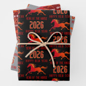 Feuille De Papier Cadeau Modern Chinese Horse New Year 2026 (En situation)