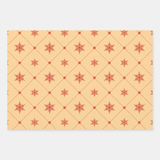 Feuille De Papier Cadeau Modern Christmas | Triangles & Snowflakes Pattern (Devant 3)