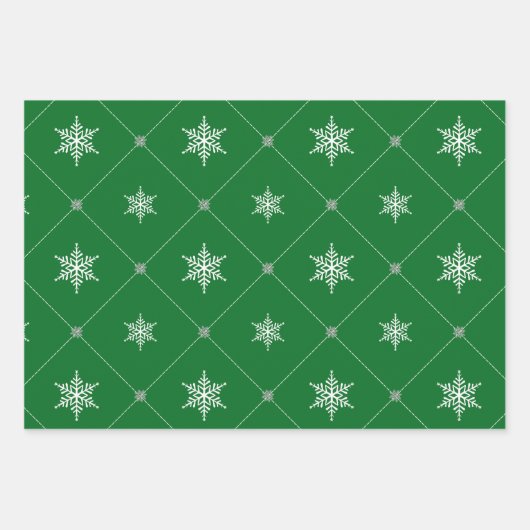 Feuille De Papier Cadeau Modern Christmas | Triangles & Snowflakes Pattern (Devant 2)