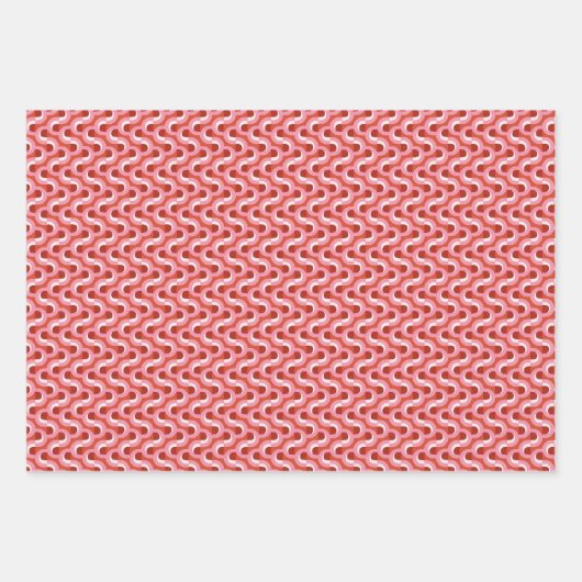 Feuille De Papier Cadeau Modern Christmas Wavy Geometric Stripe in Bold Red (Devant)