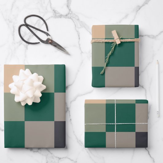 Feuille De Papier Cadeau Modern Color Checks Checkerboard (Recto)