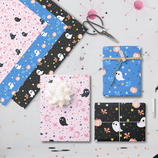 Feuille De Papier Cadeau Modern Cute Spooky Ghost Halloween