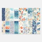 Feuille De Papier Cadeau Modern Japanese Indigo Pattern Collage Sampler (Devant 2)