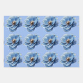 Feuille De Papier Cadeau Modern Minimalist Gold and Blue Poppy  (Devant 2)