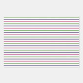 Feuille De Papier Cadeau Modern Pink, Blue, Green Stripes, Pink Checkered (Devant)