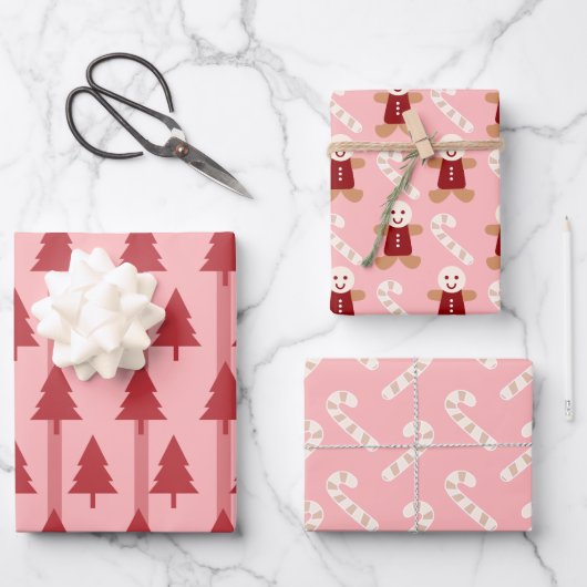 Feuille De Papier Cadeau Modern Pink Christmas Wrapping Paper (Recto)