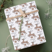 Feuille De Papier Cadeau Modern Reindeer Pattern Personalized Christmas