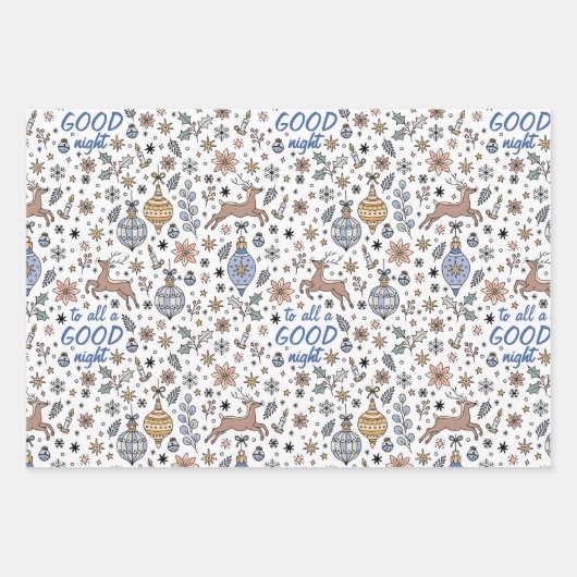 Feuille De Papier Cadeau Modern Reindeer Pattern Personalized Christmas (Devant 3)