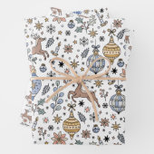 Feuille De Papier Cadeau Modern Reindeer Pattern Personalized Christmas (En situation)