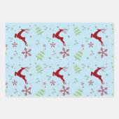Feuille De Papier Cadeau Modern Reindeer & Snowflake Gift Wrap Set (Devant 2)