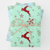 Feuille De Papier Cadeau Modern Reindeer & Snowflake Gift Wrap Set (En situation)