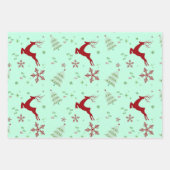 Feuille De Papier Cadeau Modern Reindeer & Snowflake Gift Wrap Set (Devant)