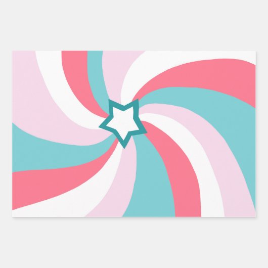 Feuille De Papier Cadeau Modern Swirl Star Green Pink (Devant 2)