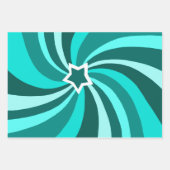 Feuille De Papier Cadeau Modern Swirl Star Green Set of (Devant 2)