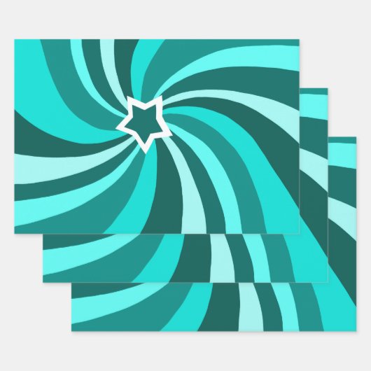 Feuille De Papier Cadeau Modern Swirl Star Green Set of (Lot)