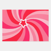 Feuille De Papier Cadeau Modern Swirl Star Red Pink Set of (Devant 2)