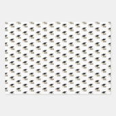 Feuille De Papier Cadeau Modern Whimsical Gold Black Graduation Cap (Devant 3)