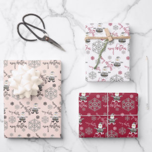 Feuille De Papier Cadeau ModernCute Père Noël Snowflakes Motif