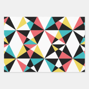 Feuille De Papier Cadeau Moderne, coloré, amusant, tendance, motif géométri