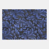 Feuille De Papier Cadeau Moderne, Élégant, Festif, Motif Plaid Bleu Foncé (Devant)