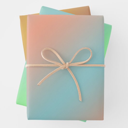 Feuille De Papier Cadeau Moderne Elégant Funky Ombre Pastel Rose Bleu Vert (En situation)