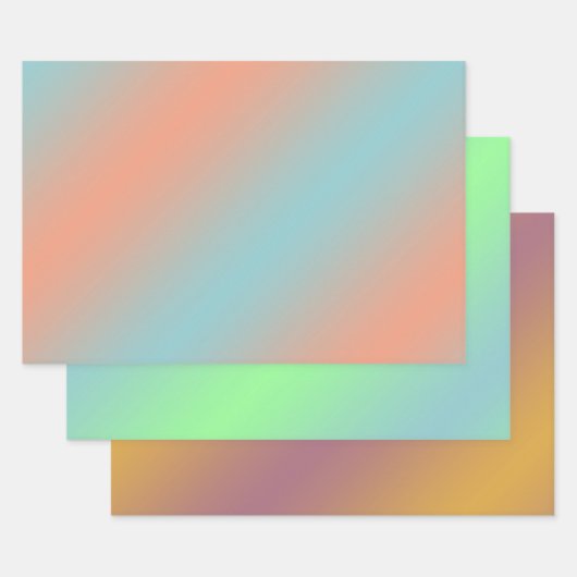 Feuille De Papier Cadeau Moderne Elégant Funky Ombre Pastel Rose Bleu Vert (Lot)