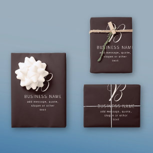 Feuille De Papier Cadeau Moderne Élégant Nom commercial Monogramme   Brun f
