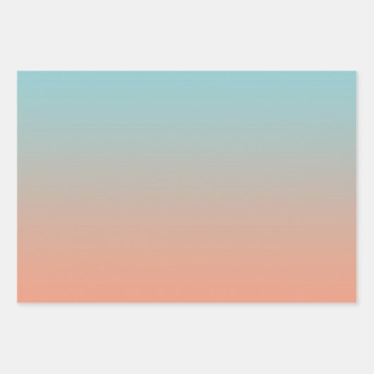 Feuille De Papier Cadeau Moderne Elégant Ombre Minimal Rose Bleu Vert (Devant)