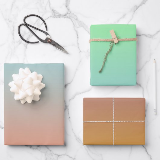 Feuille De Papier Cadeau Moderne Elégant Ombre Minimal Rose Bleu Vert (Recto)