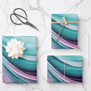 Feuille De Papier Cadeau Moderne et Elegant-Purple et Turquoise