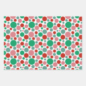 Feuille De Papier Cadeau Moderne Festif Cute Polka Dot Rouge Rose Vert (Devant 3)