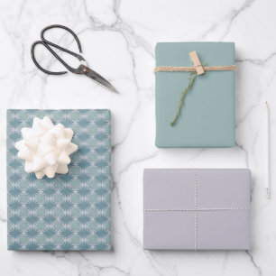 Feuille De Papier Cadeau Moderne Lavande Gris Été Vert Floral Motif