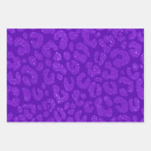 Feuille De Papier Cadeau moderne léopard pailleté violet (Devant)
