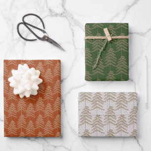 Feuille De Papier Cadeau Moderne minimaliste Motif d'arbre de vacances