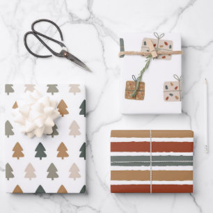 Feuille De Papier Cadeau Moderne   Noël   Or   Minimaliste