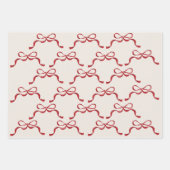Feuille De Papier Cadeau Moderne Red Retro Trendy Christmas Holiday Bows (Devant 2)