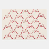 Feuille De Papier Cadeau Moderne Red Retro Trendy Christmas Holiday Bows (Devant)