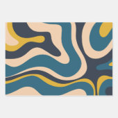 Feuille De Papier Cadeau Moderne Retro Liquid Swirl Abstrait Motif Bleu (Devant 2)