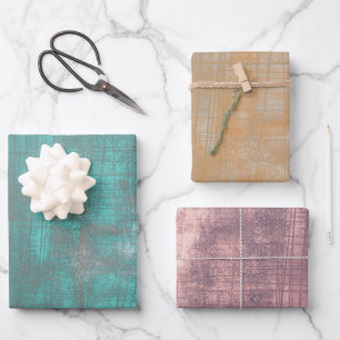 Feuille De Papier Cadeau Moderne shabby rayé rustique abstrait