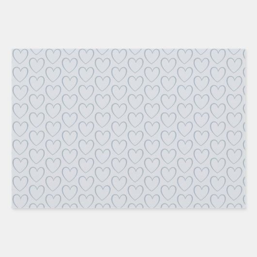 Feuille De Papier Cadeau Moderne simple motif cœur bleu poussiéreux (Devant)