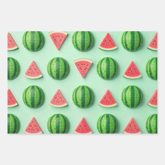 Feuille De Papier Cadeau Moderne tendance Motif de pastèque mignonne (Devant)